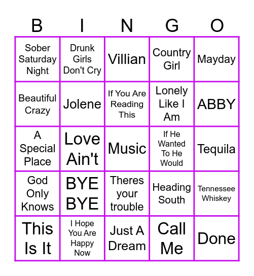 COUNTRY MB ROUND 2 Bingo Card