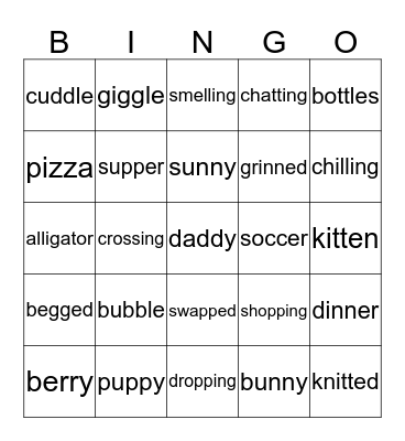 Double Consonant Words Bingo Card