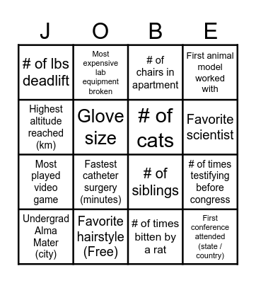 Jobe-ingo Bingo Card