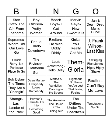 Radio Bingo Class of 1964 Bingo Card