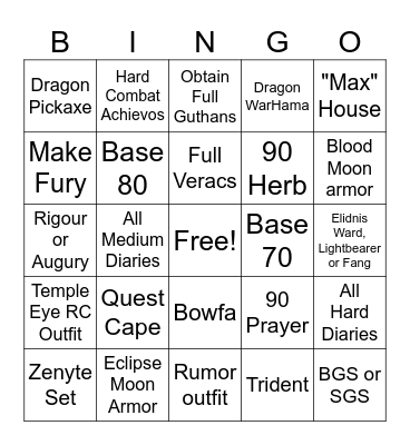 Casual Suffers On GIM Bingo Card
