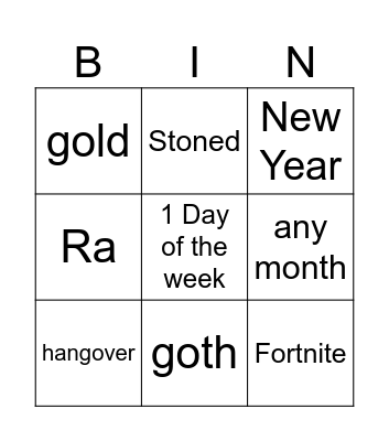 Infinite Craft Bingo Card