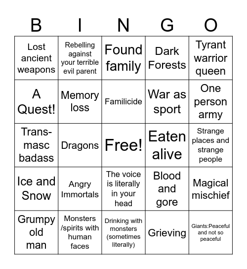 WIP BINGO Card