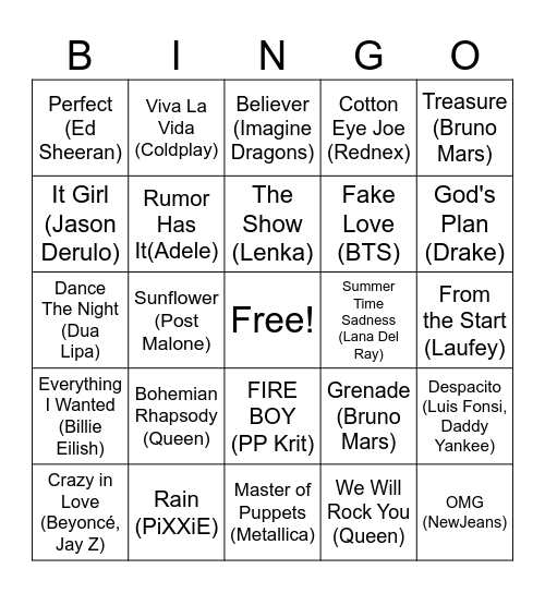 Layton Music Bingo Card