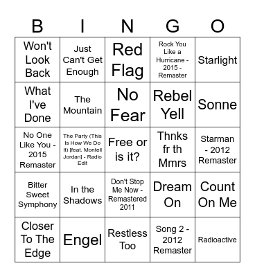 Muse Virtual Bingo Card