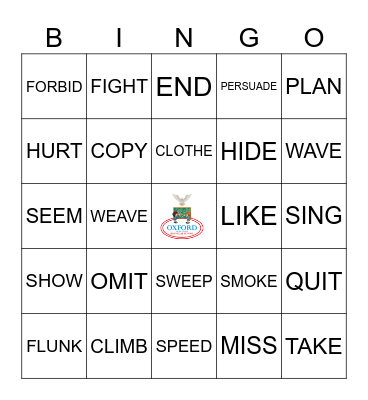 OXFORD BINGO VERBS Bingo Card