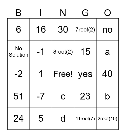 8-3 - Unit 8 Review Bingo Card