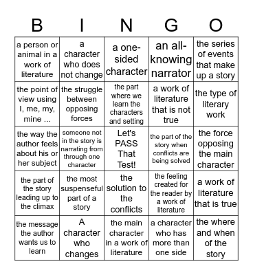 Language Terms Bingo Card