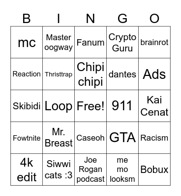 Untitled Bingo Card