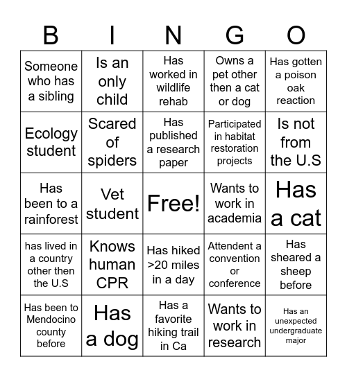 SOH Retreat Bingo Card