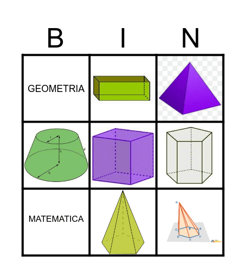 Formas e Sólidos Geométricos Bingo Card