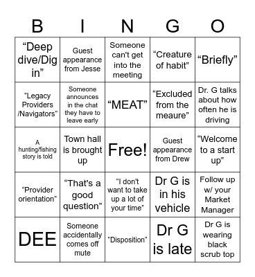 Doc Talk Bingo Card