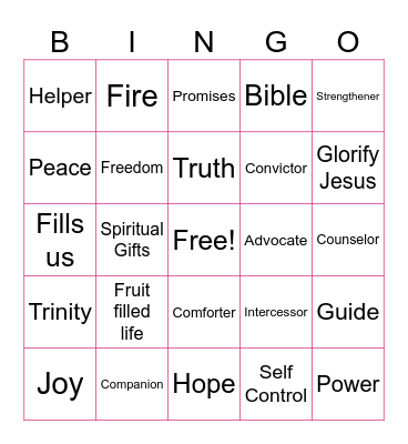 Holy Spirit Bingo Card