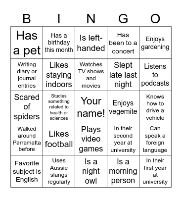 Culture Corner Bingo with ECG! :) Bingo Card