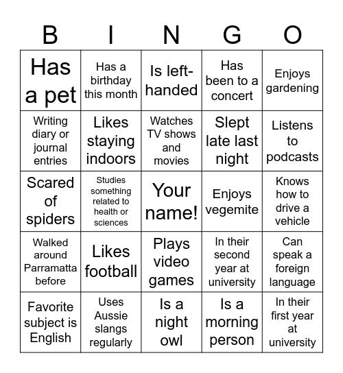 Culture Corner Bingo with ECG! :) Bingo Card