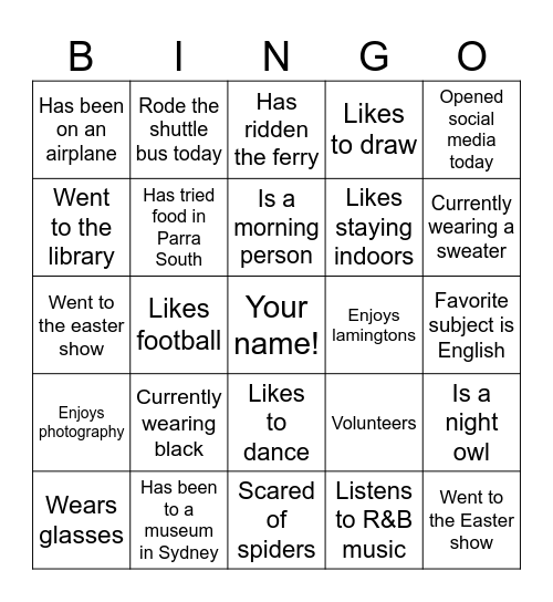 Culture Corner Bingo with ECG! :) Bingo Card