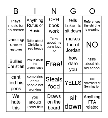 Stewart Bingo Card