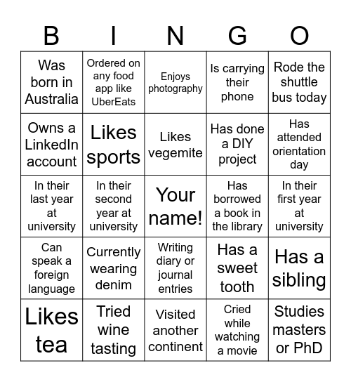 Culture Corner Bingo with ECG! :) Bingo Card