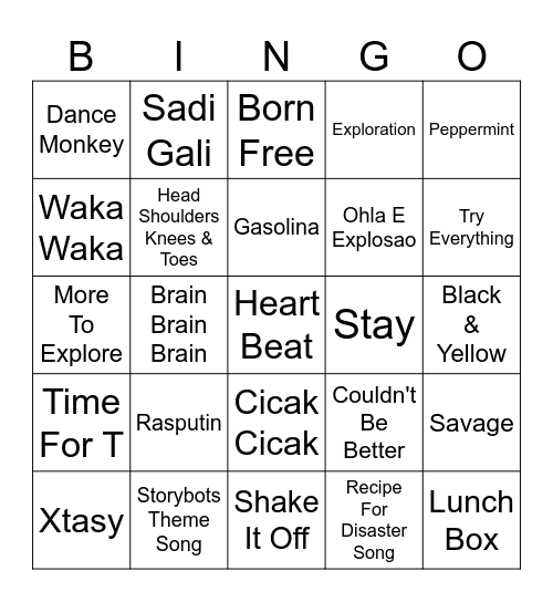 Soundtrack Bingo Card