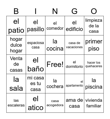 La casa Bingo Card