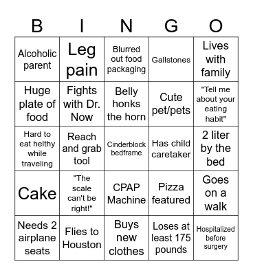 600 Pound Life Card 1 Bingo Card