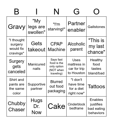 600 Pound Life Card 2 Bingo Card