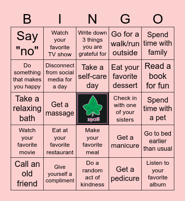 Mental Health Awareness Bingo Card