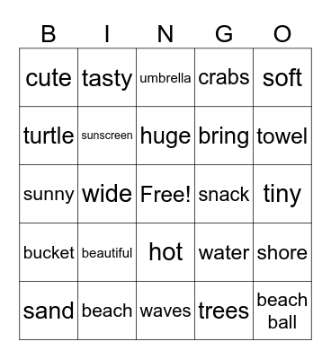 Beach Day Bing Bingo Card