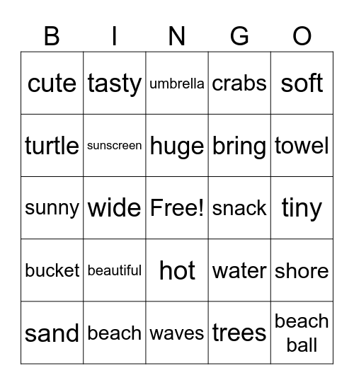 Beach Day Bing Bingo Card