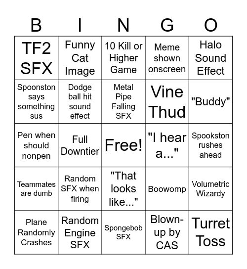 Spookston Bingo Card