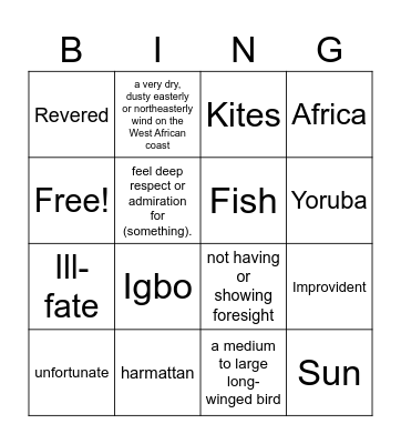 Chapter 1 Bingo Card
