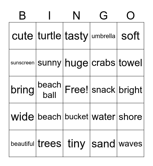 Beach Day Bing Bingo Card