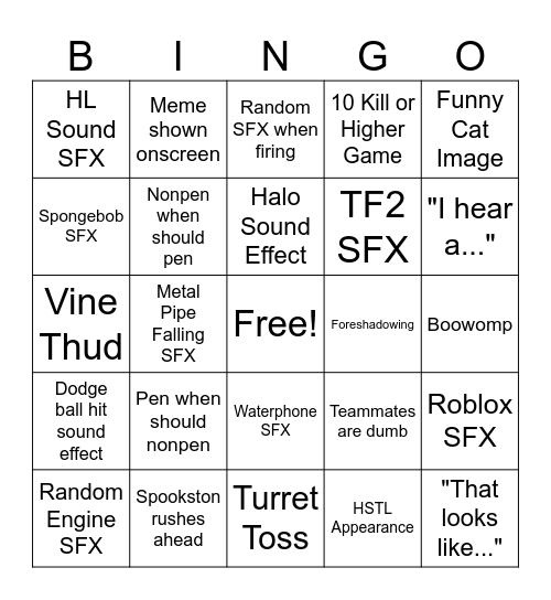 Spookston Bingo Card