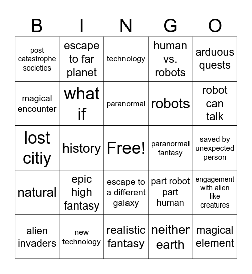 The Murderbot Diaries Bingo Card