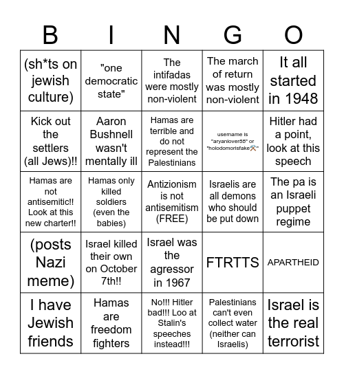 Pro-Palestine Bingo Card