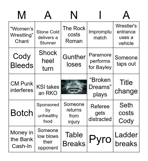 Wrestlemania 40 BINGO Card