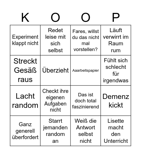 Koop-Bingo Card
