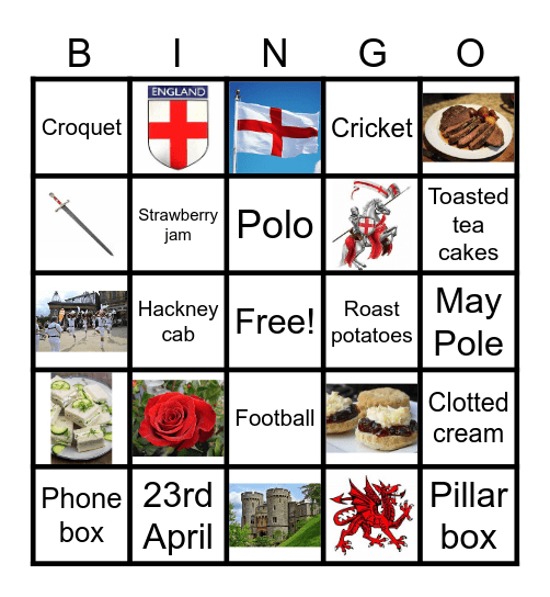 St George's Day Bingo Card