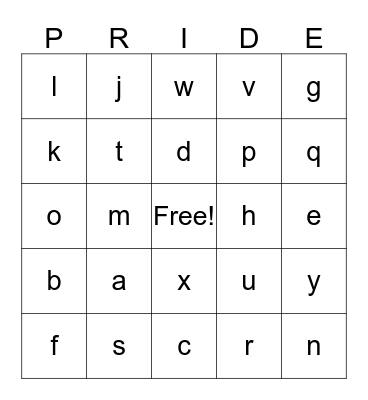 25 Years of PRIDE - Trivia Bingo Card