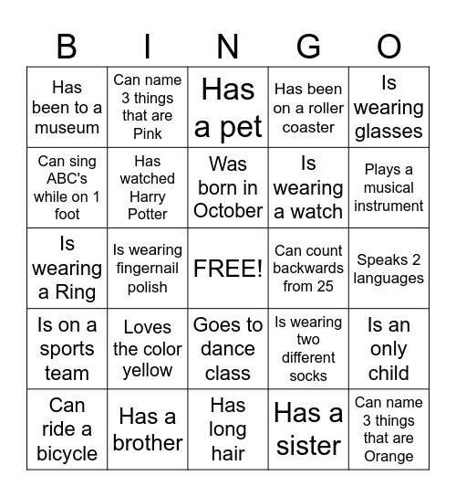 Brownie Friendship Bingo Card