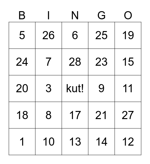 April summer Bingo Card