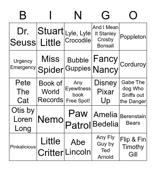 Extradordanry Character Ages 6-8 Bingo Card