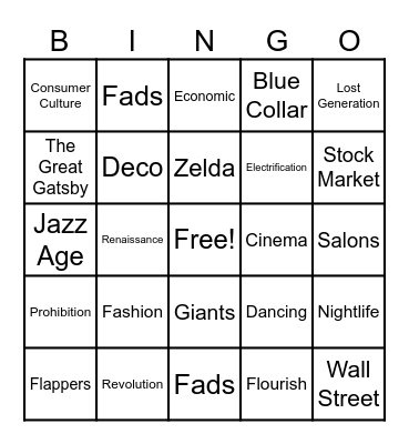 Fizgerald Bingo Card