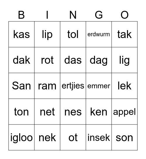 ABC Boek 1 woorde Bingo Card