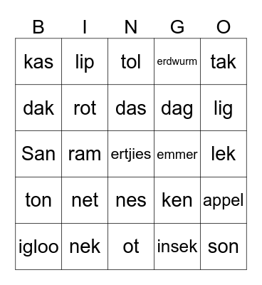 ABC Boek 1 woorde Bingo Card