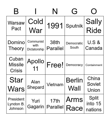 Cold War Bingo Card