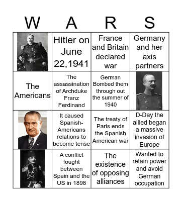 Wars (Bingo) Bingo Card