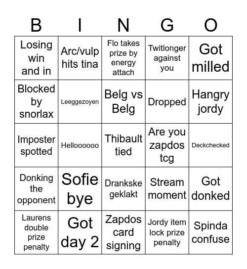 Zapdos Bingo Card