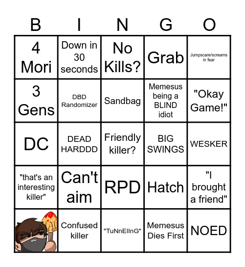 DBD Custom Game Meme's Bingo Card