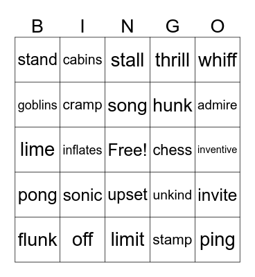 Fundations Bingo Card